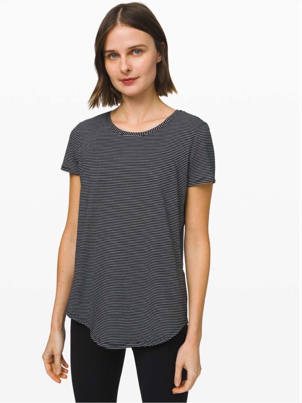 Lululemon Love Crew III SS Tshirt Hype Stripe Black White size 6